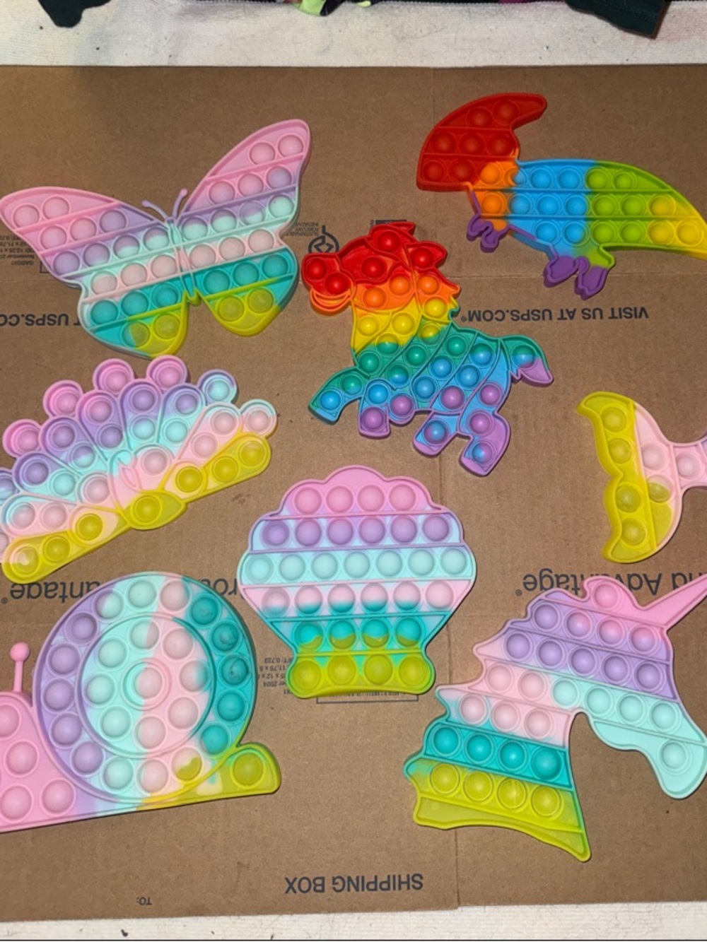 Pastel Rainbow Pop-It Sensory Toy Set - Pink Blue Yellow Purple Green